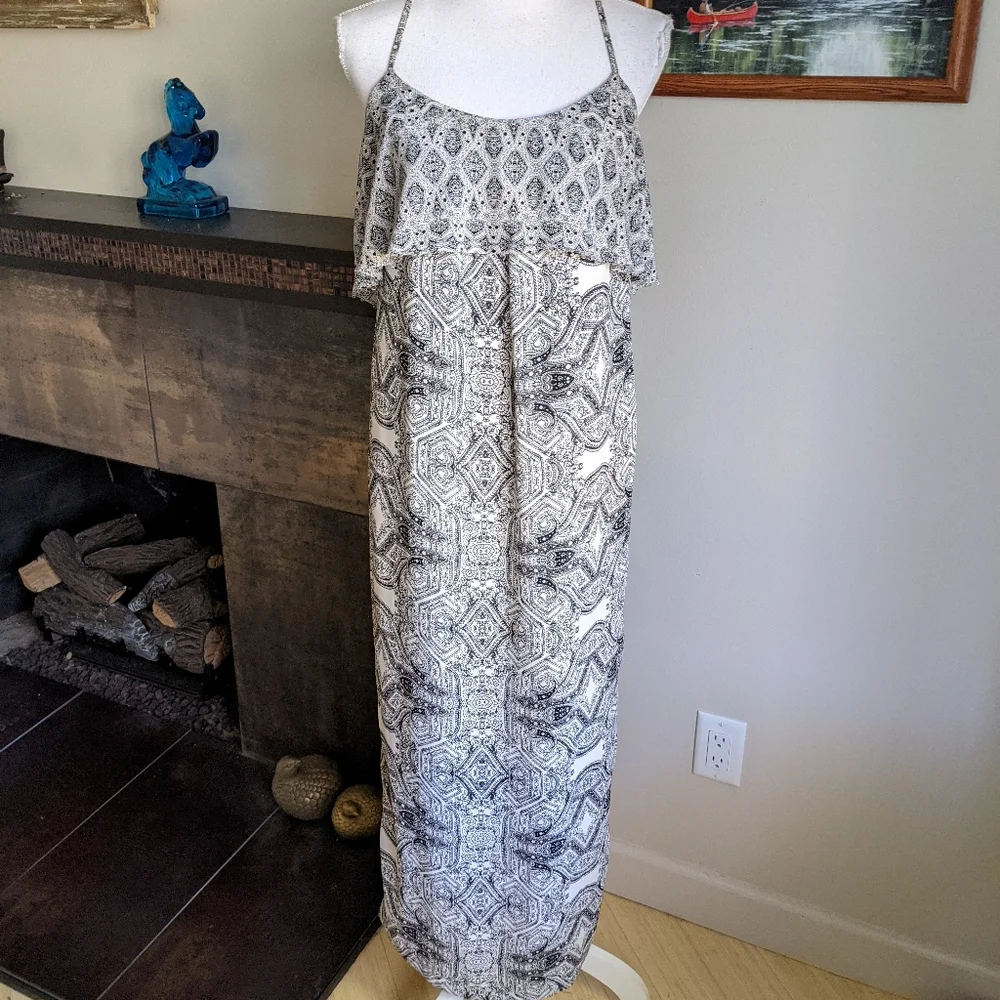 Anthropologie Fliese Maxi Dress Vanessa Virginia Wmns 2 Beaded Trim Flounce 158 - Picture 2 of 9